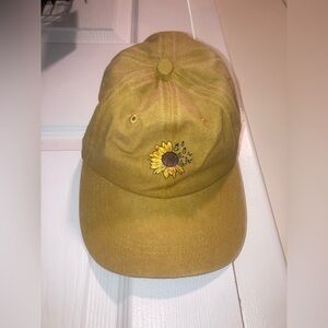 Sunflower Butterfly Embroidered Yellow Baseball Cap
